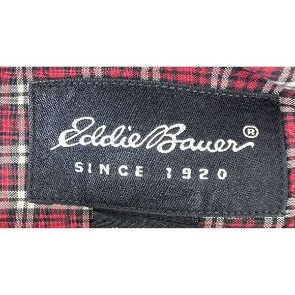 Eddie Bauer Red Plaid Button Down Long Sleeve Mens Shirt Size L - Picture 11 of 12